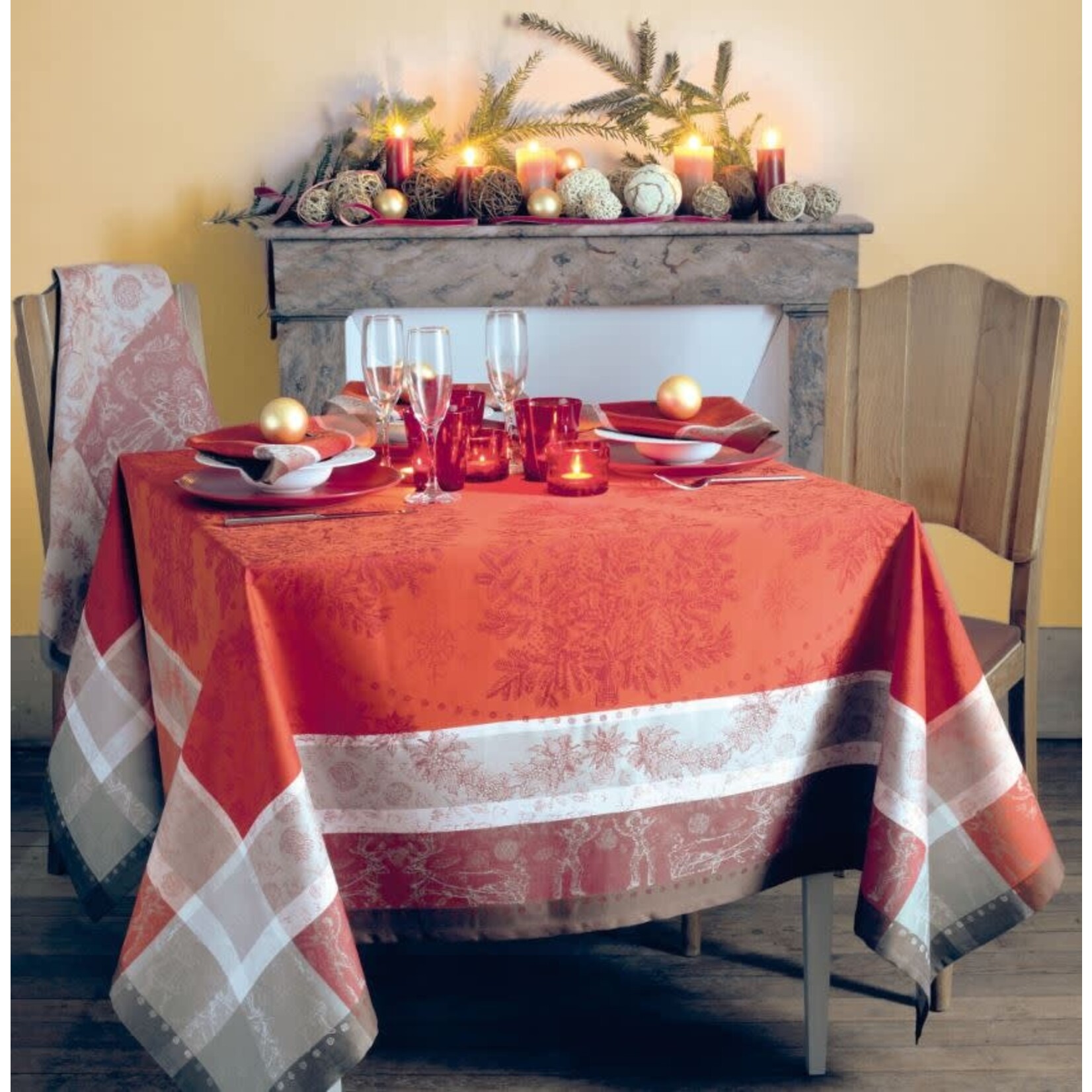 Garnier Thiebaut Mon Beau Holiday Cotton Tablecloth 69"x120"