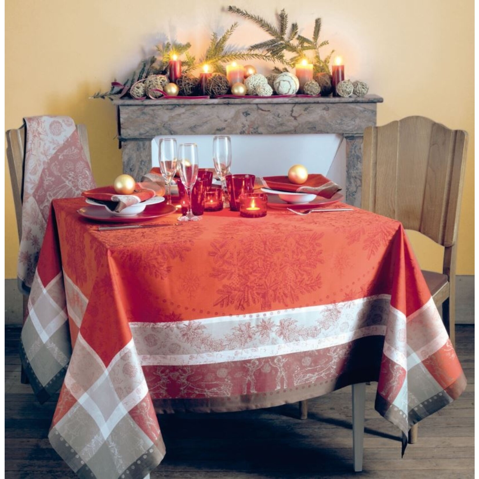 Garnier Thiebaut Mon Beau Holiday Cotton Tablecloth 69"x100"
