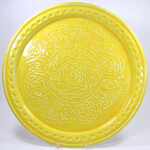 Two's Company Medallion Metal Platter 18.5" Yellow
