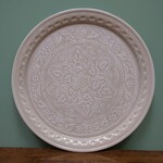 Two's Company Medallion Metal Platter 16.5" Cream