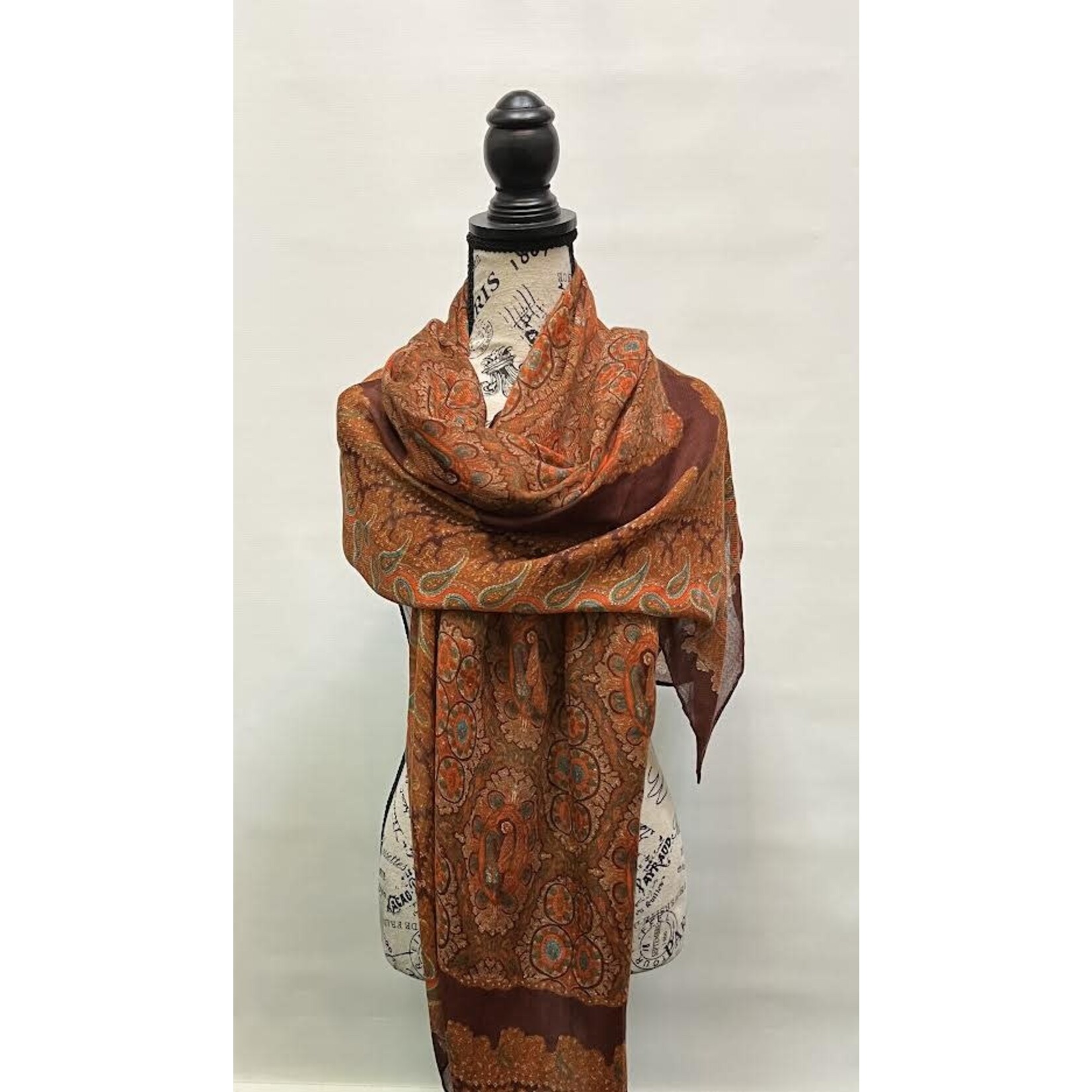 2CHIC Rust Orange Paisley Scarf