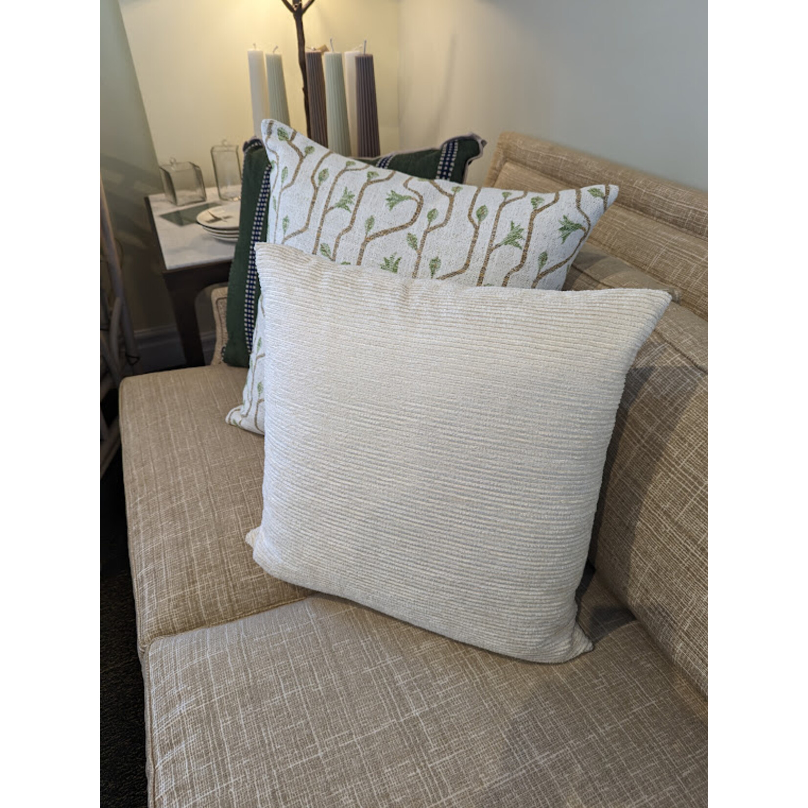 E.J. Victor Cream Feather Throw Pillow - 20x20