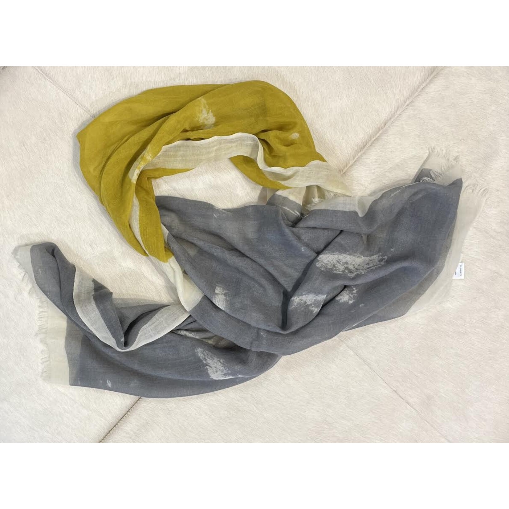 See Design Block Wool Scarf Grey Citron