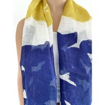 See Design Indigo Blue, White & Acid Yellow Linen Scarf