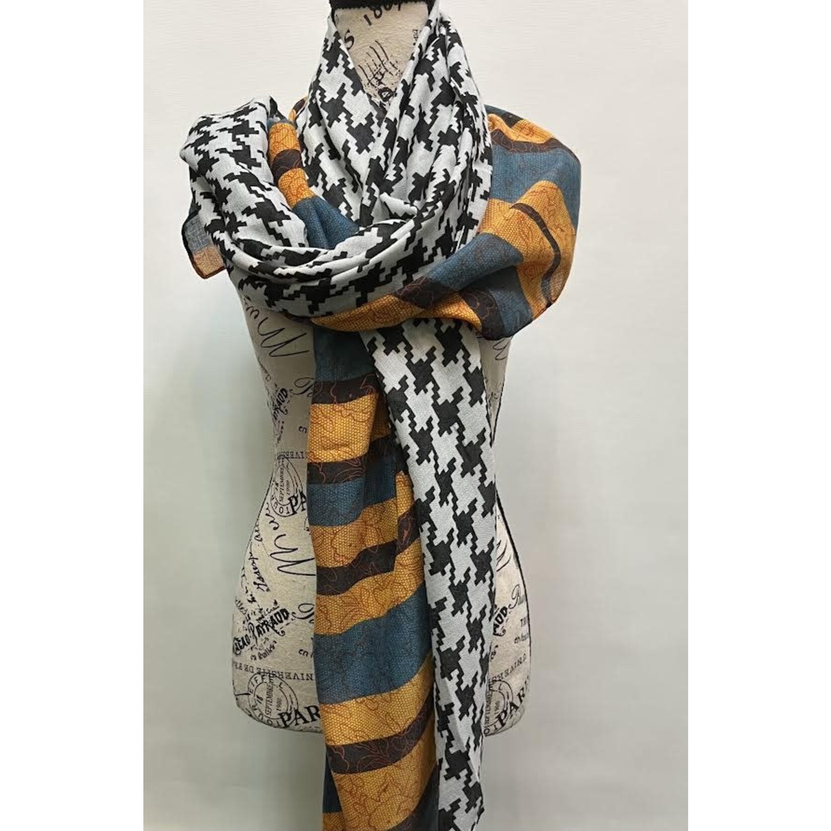 Tourance Inc Black, White, Orange & Teal Marcela Wrap Scarf