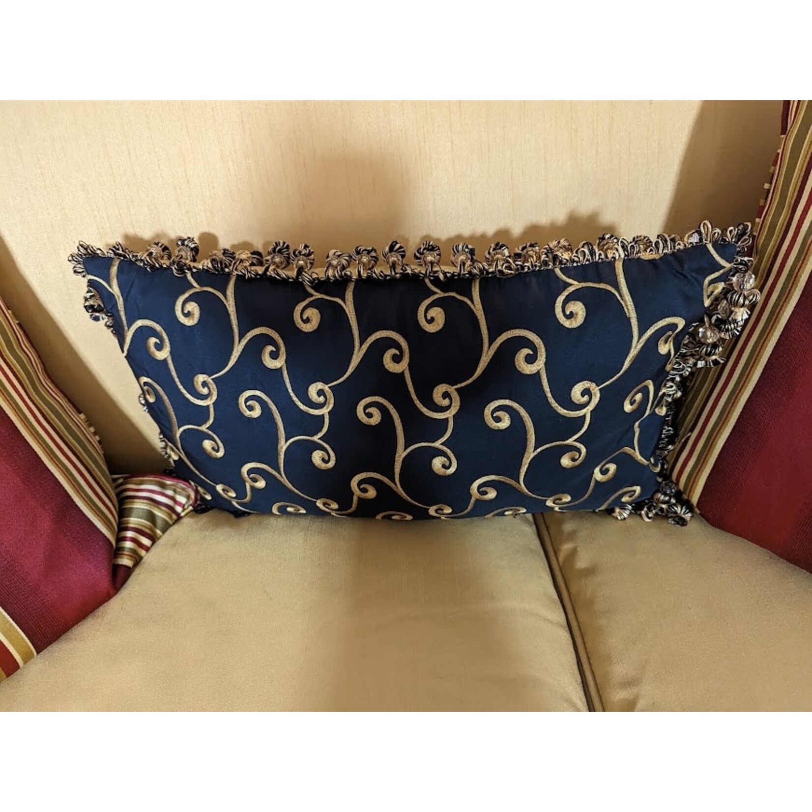 Michael Amini Black & Gold Kidney Throw Pillow with Tassels