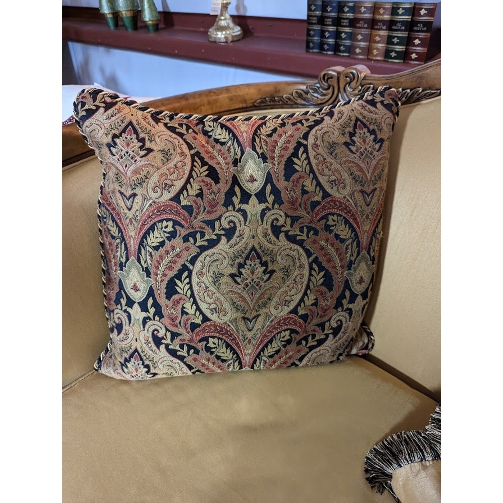 Michael Amini Black Jacquard Decorative Throw Pillow 19x19