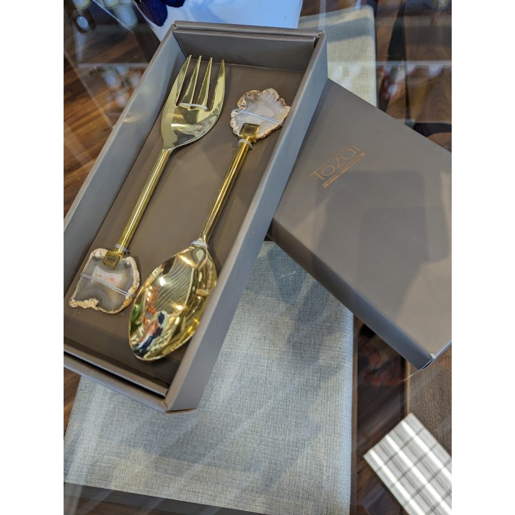 Tozai Agate & Brass Serving Utensils Set
