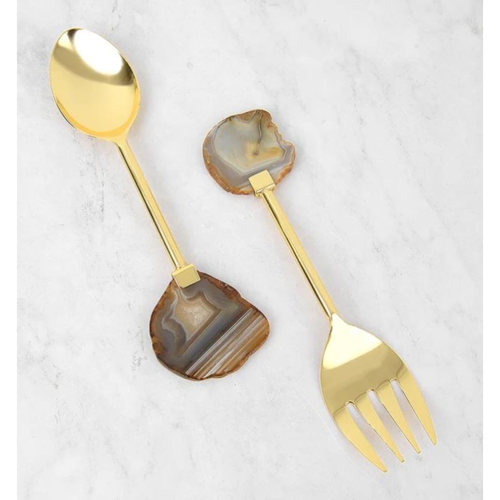 Tozai Agate & Brass Serving Utensils Set