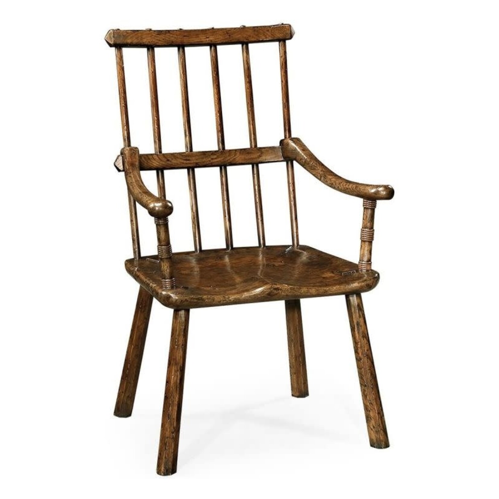 Jonathan Charles Country Arm Chair Rustic Dark Oak w Plank Seat