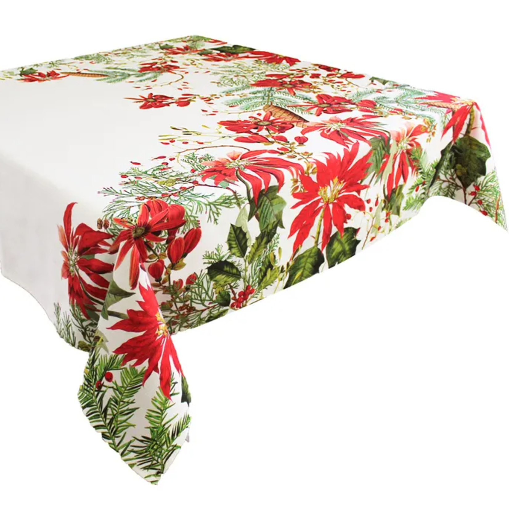Garnier Thiebaut Poinsettias Holiday Cotton Tablecloth