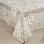 Saro Trading Company White Snowflake Square Tablecloth 84"x84"