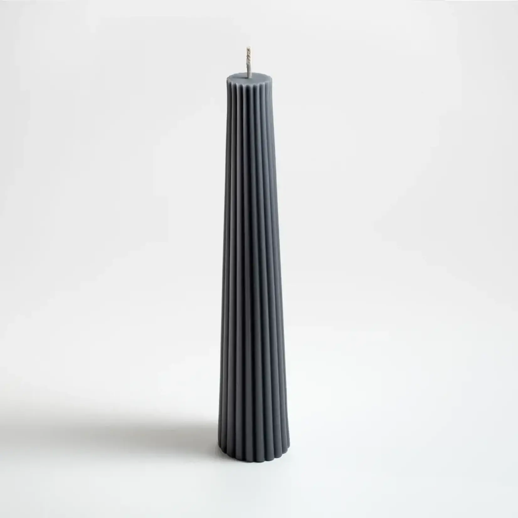 Greentree Home Fluted Pillar Candle Gray