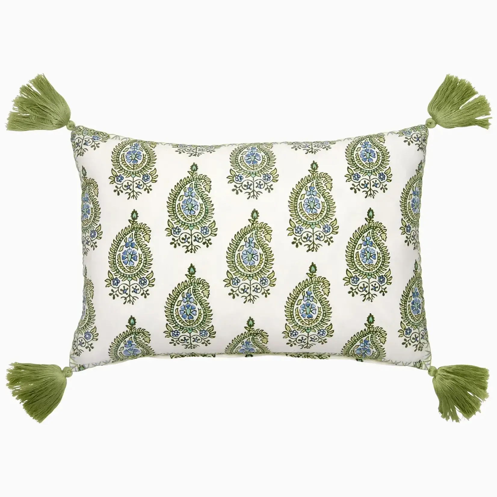 John Robshaw Textiles Nilay Sage Kidney Pillow 12x18 with Feather Insert