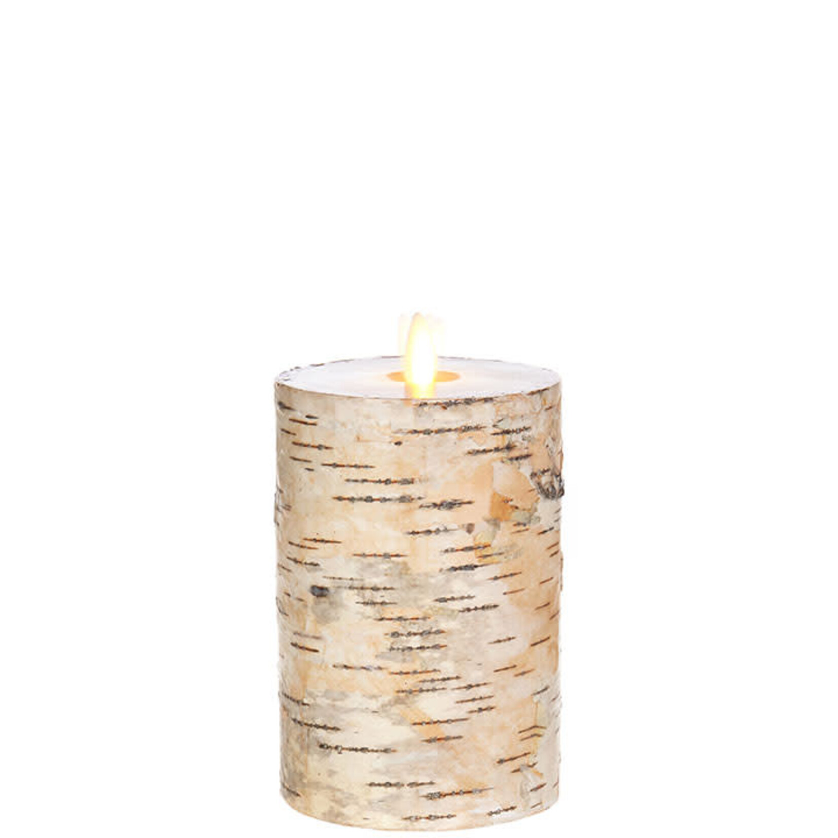 RAZ Imports Birch Wrapped Moving Flameless Pillar Candle