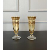 ミッチ　Xodas Goblet 24K Gold Fume Foot TF Imports Vintage 24K Gold Encrusted Footed Goblet Glass