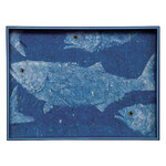 Rockflowerpaper Blue Fish Rectangle Tray 15 X 20