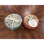 Two's Company Palma Rubia Pandan & Bead Coasters - Set of 4