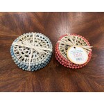 Two's Company Palma Rubia Pandan & Bead Set of 4 Coasters