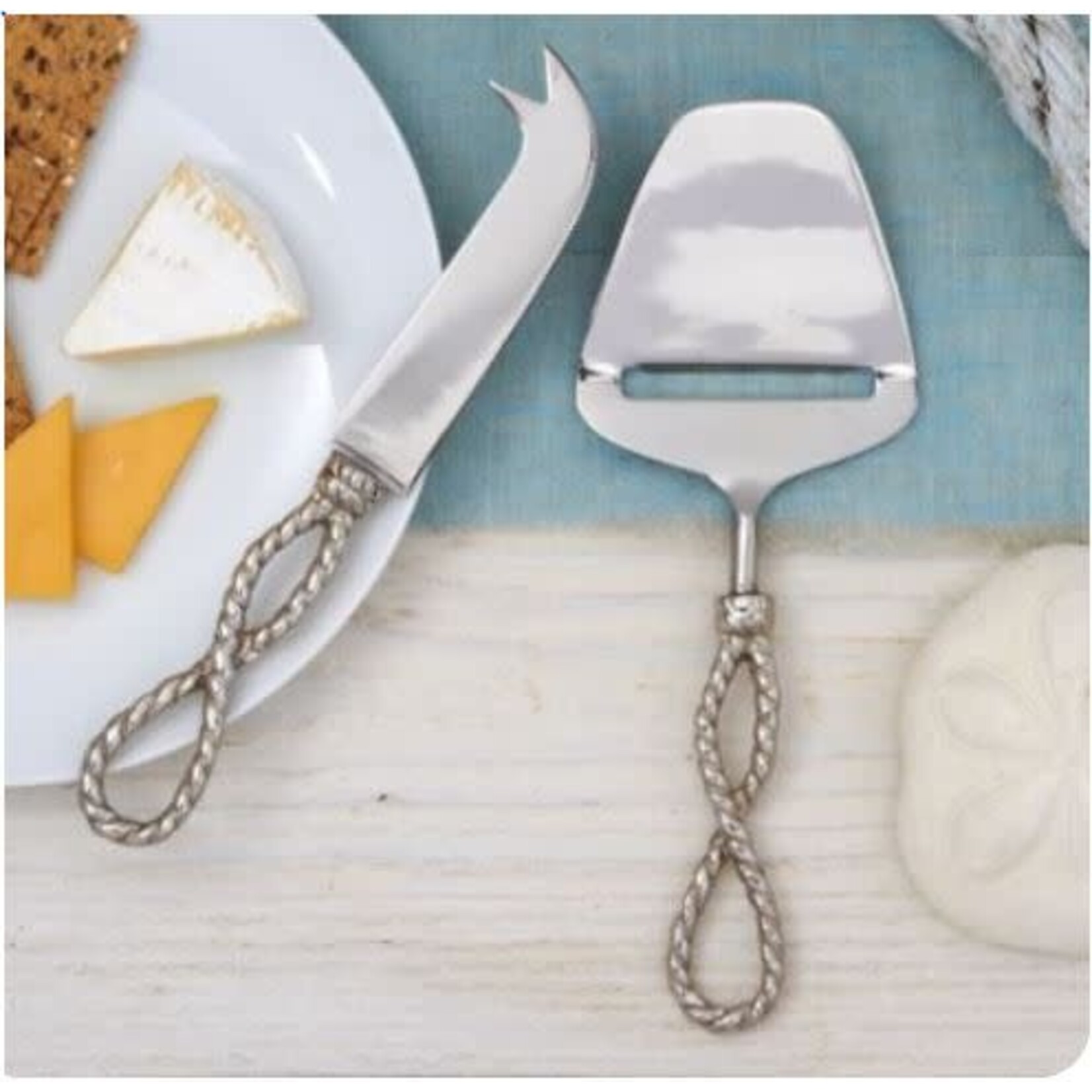 Two's Company Rope Handled Cheese Knife Set of 2