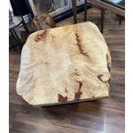 Rothrock Wood Project Figured Maple Coffee Table with Merlot Resin & Black Steel Legs