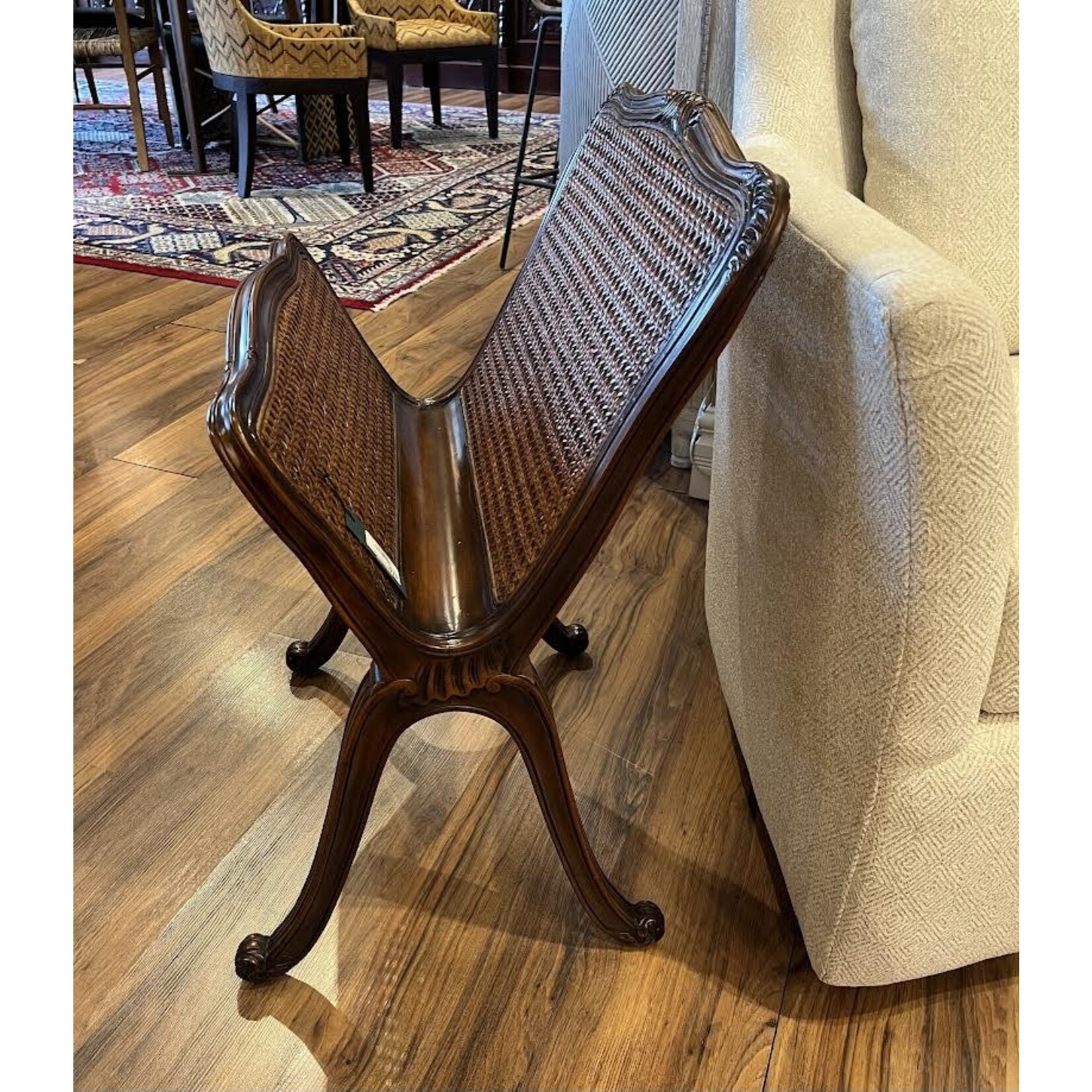 Theodore Alexander Mahogany Caned Magazine Stand
