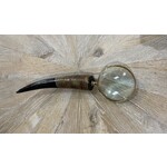 Frances Stoia Assoc Variegated Horn Magnifying Glass with Half Burnished Carved Handle