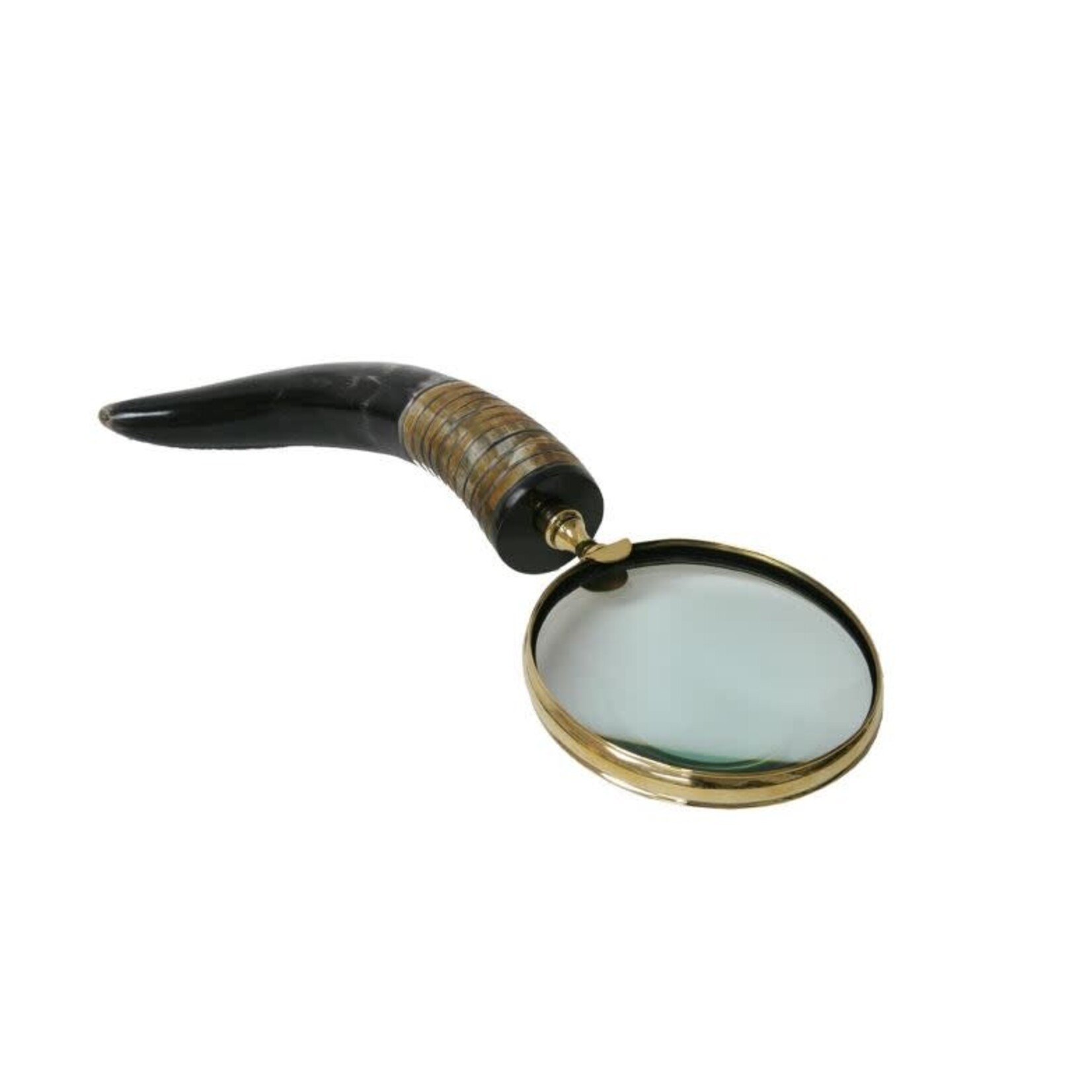 Frances Stoia Assoc Variegated Horn Magnifying Glass with Half Burnished Carved Handle