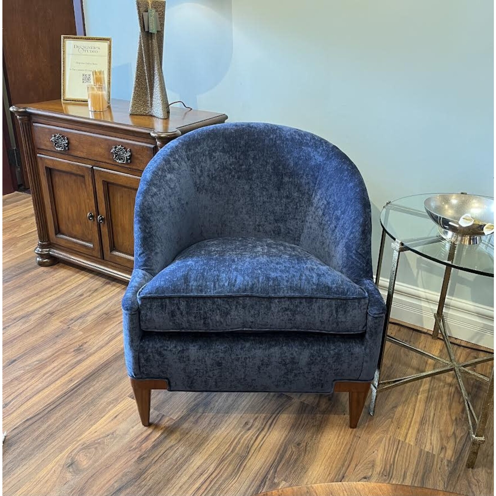 Theodore Alexander Lafayette Blue Velvet Chair