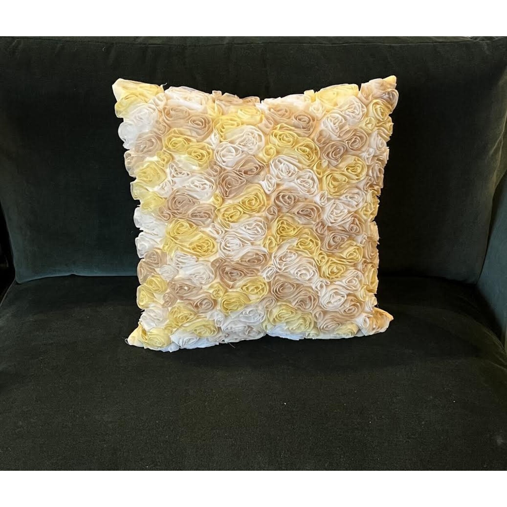 DB Sources Yellow & Taupe Rose Pillow 20x20