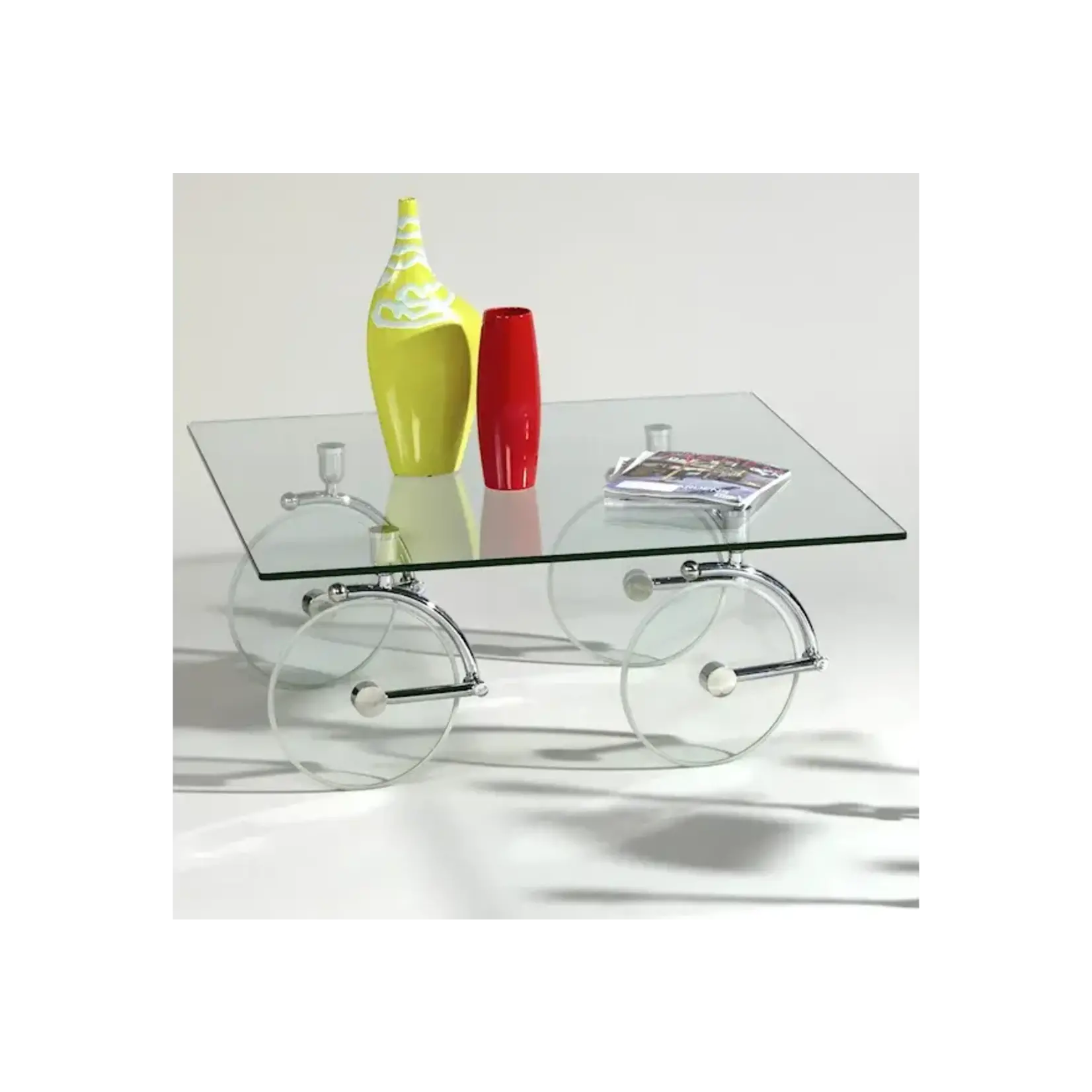 Chintaly Cocktail Table on Glass Wheels