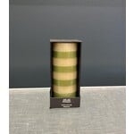 Et Al Designs Striped Beeswax Pillar White Green Candle