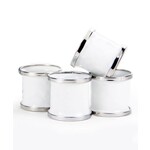 Golden Rabbit White Enamel-Coated Steel Napkin Rings - Set of 4