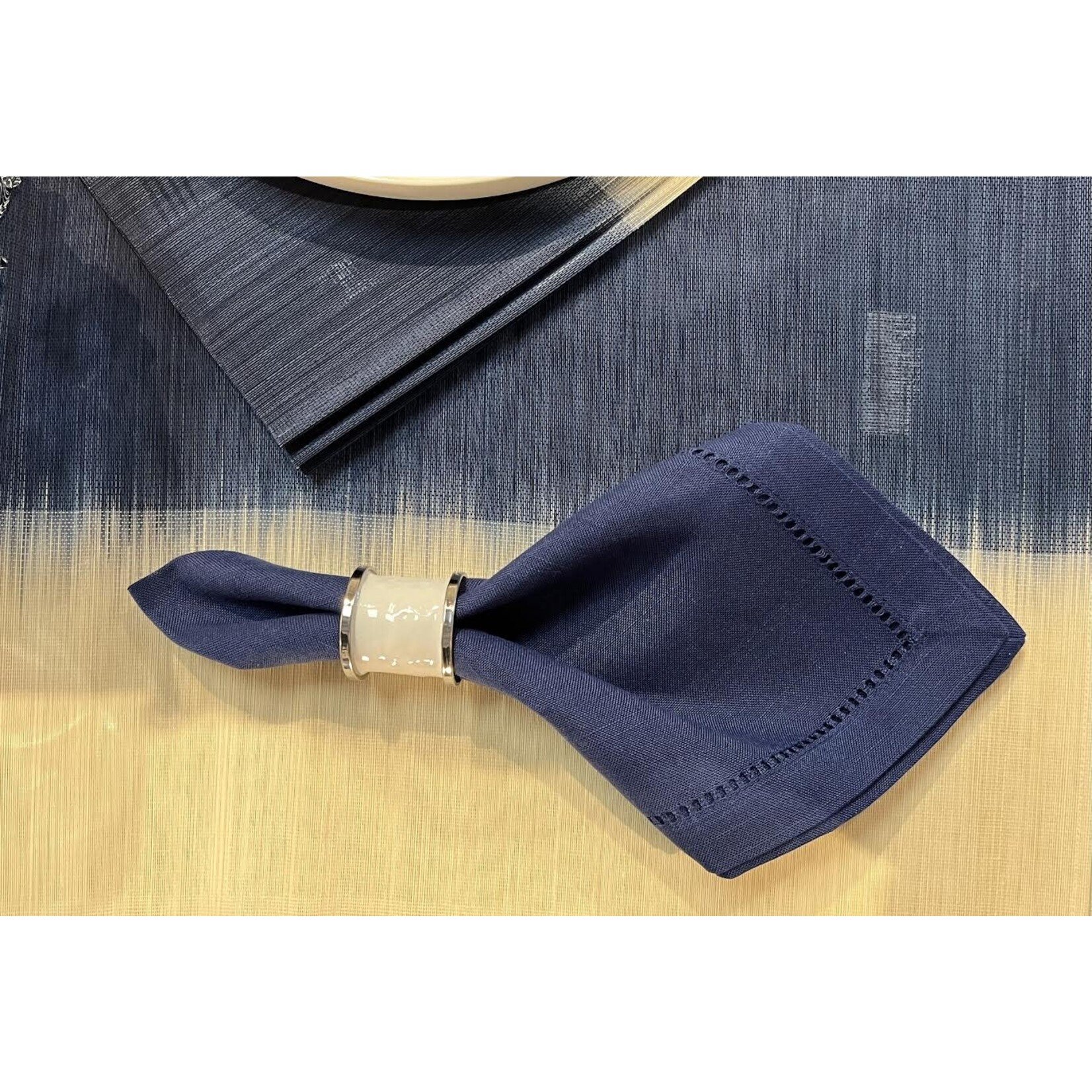 Golden Rabbit White Enamel-Coated Steel Napkin Rings - Set of 4