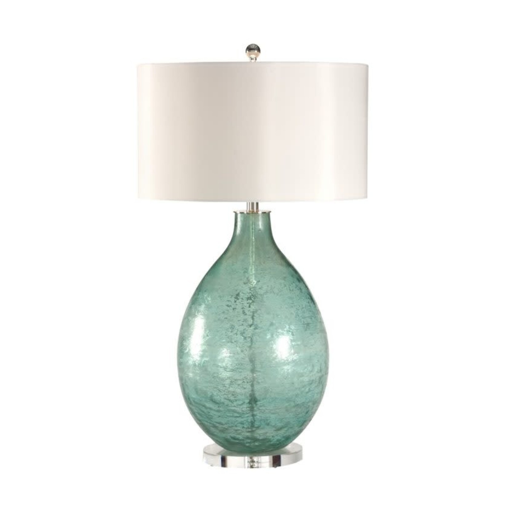 Wildwood Crinkle Texture Blue Green Glass Bottle Table Lamp