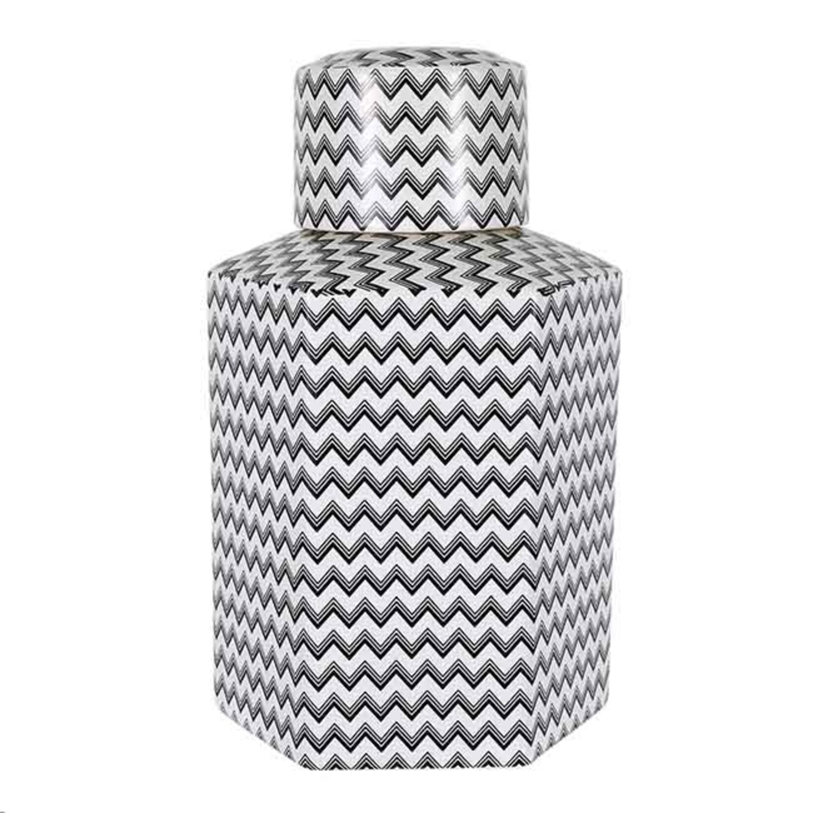 Two's Company Modern Manor White Black Large Hexagon Jar
