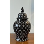 Two's Company Modern Manor Black White Large Ginger Jar