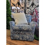 Sherrill Furniture Buttercup Blue Floral Swivel Chair