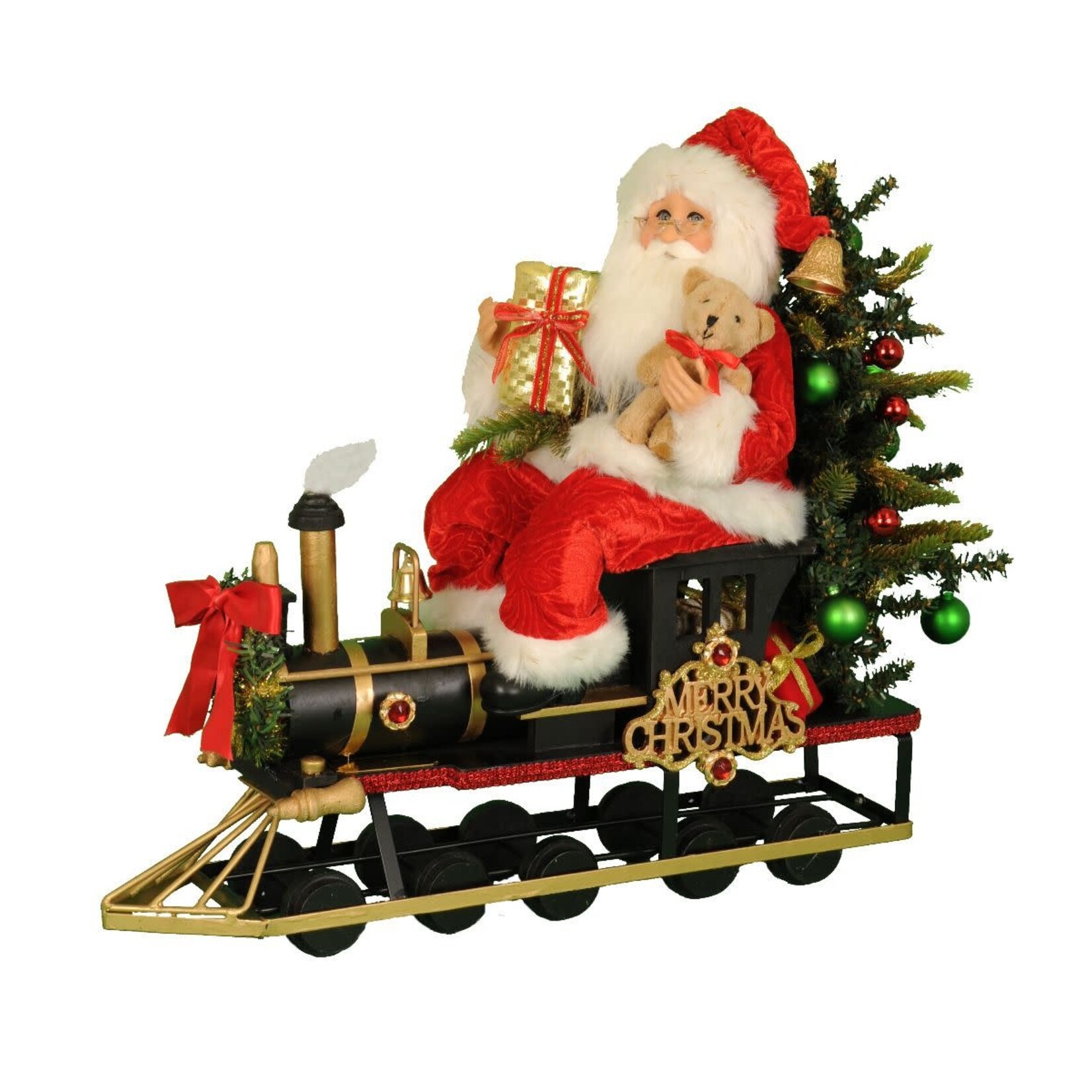 Karen Didion Originals Lighted Merry Christmas Train Santa