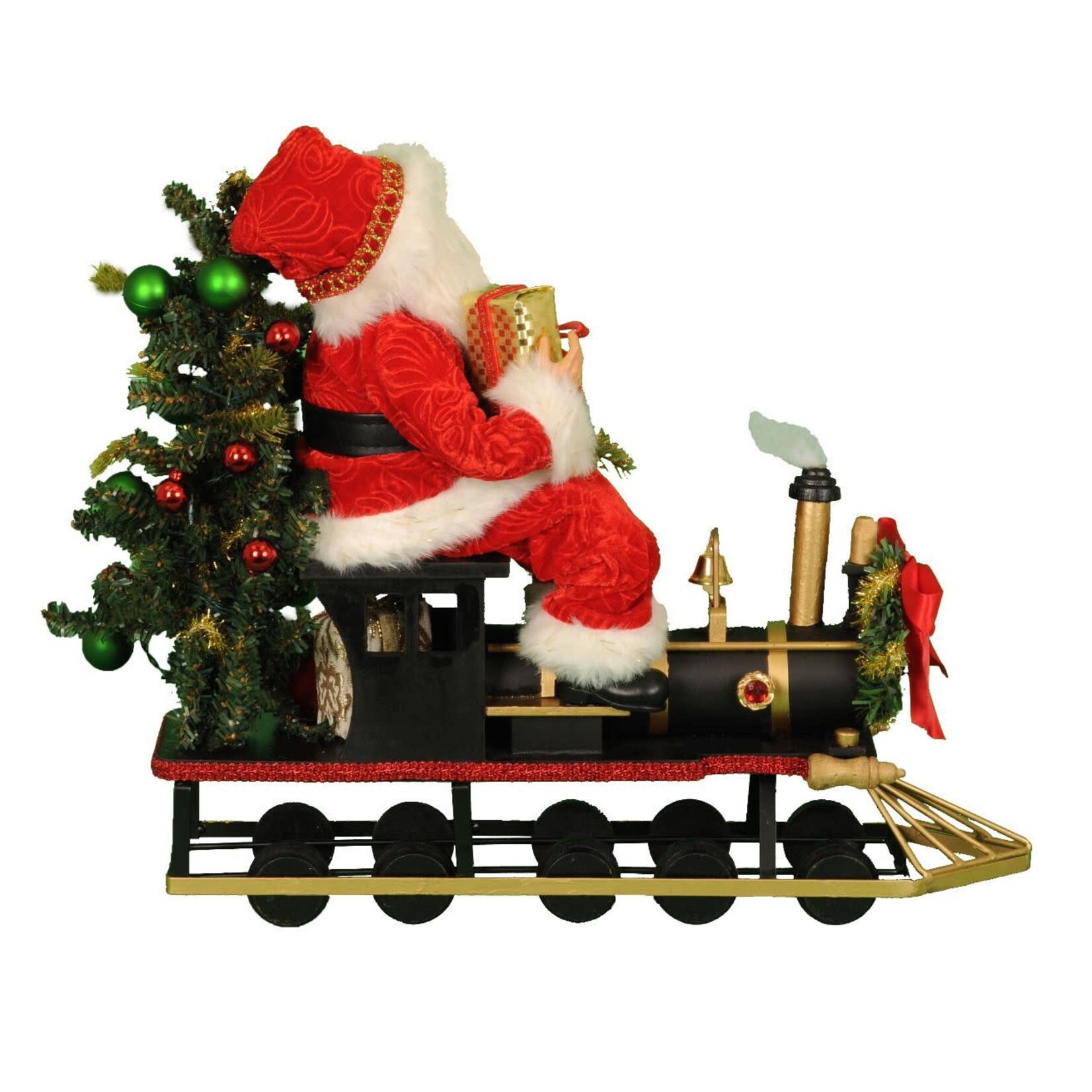 Karen Didion Originals Lighted Merry Christmas Train Santa