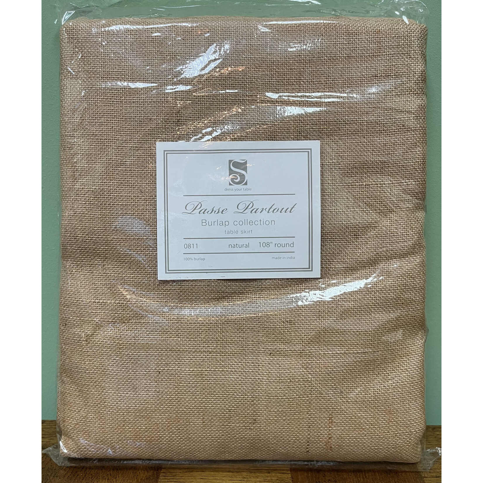 Saro Trading Company Burlap Natural Tablecloth - 108"