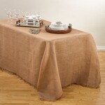 Saro Trading Company Burlap Natural Jute Tablecloth - 90x120