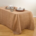 Saro Trading Company Burlap Tablecloth  Natural 90x120