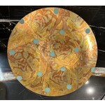 Alan Lee Collection Polka Dots Round Platter Copper Turquoise