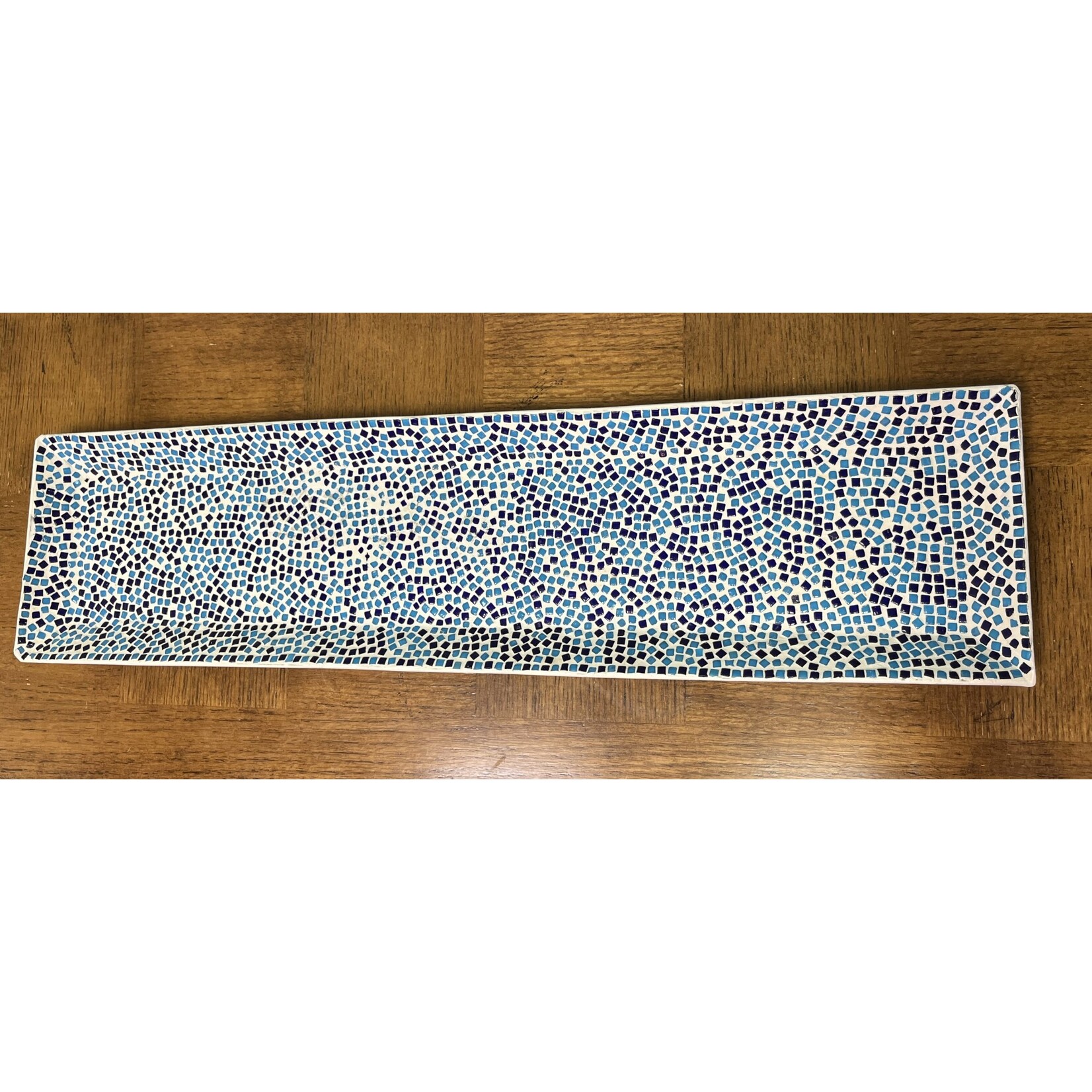 Two's Company Blue Mosaic Long Tray