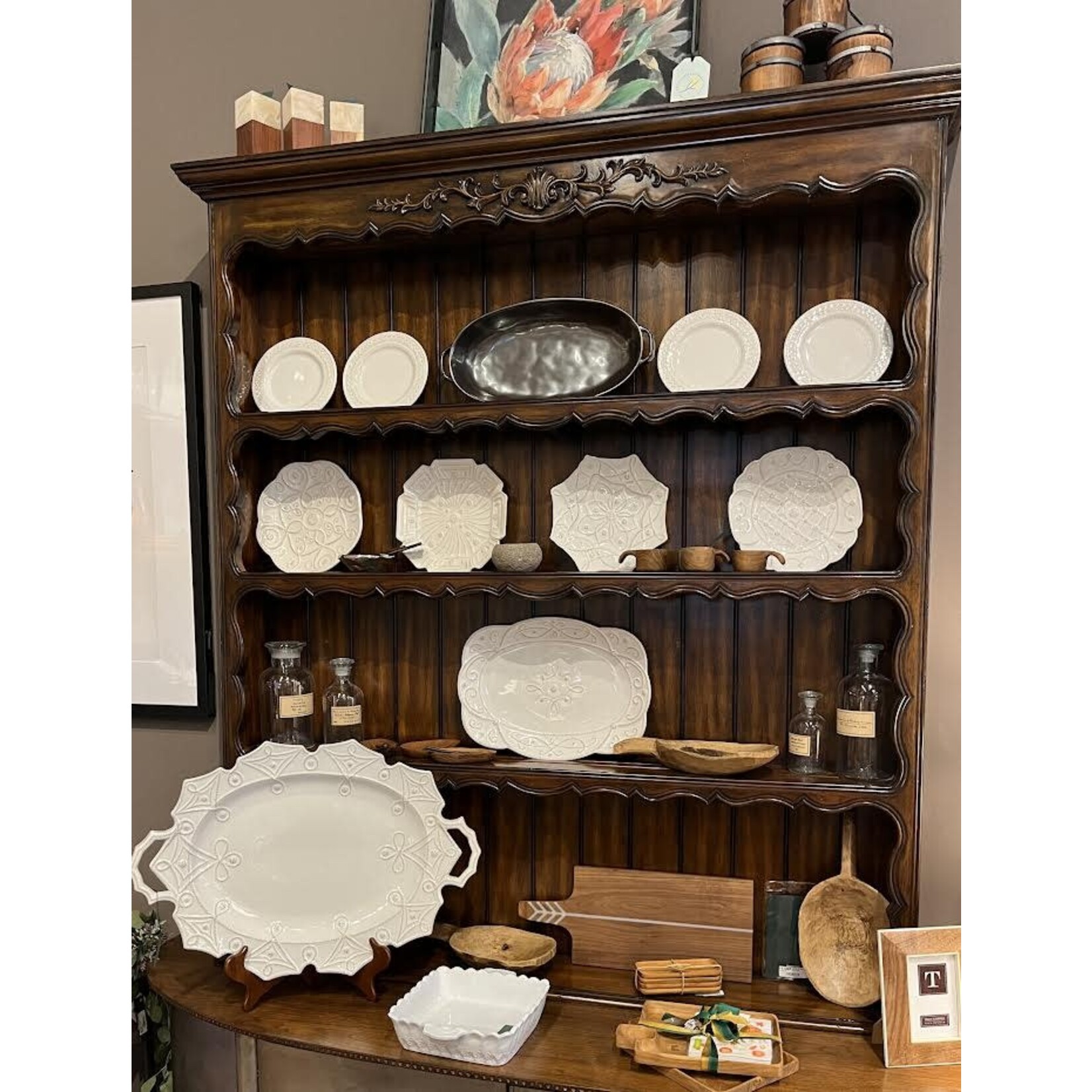 Maitland Smith Carved Wooden Plate Rack