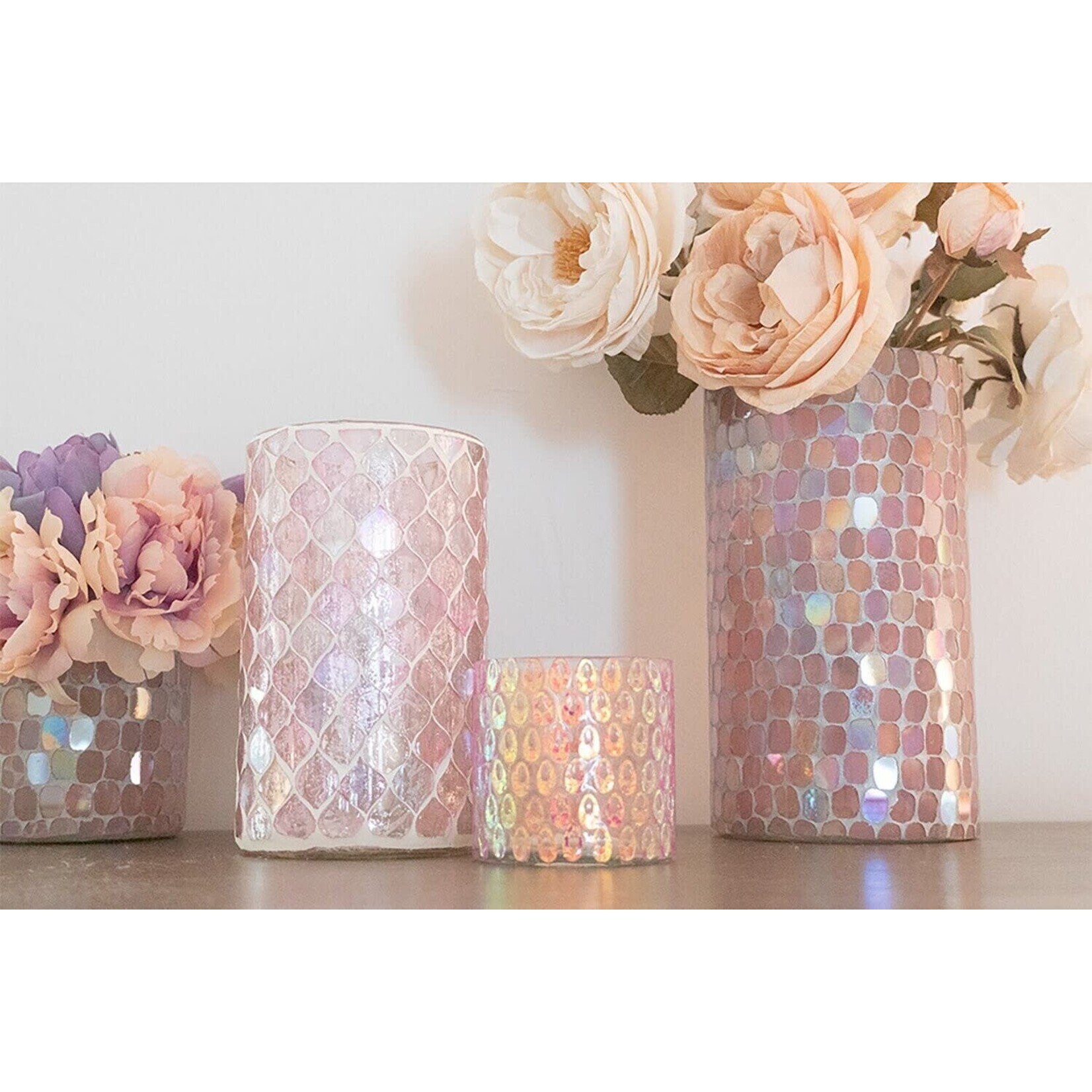 Anaya Diamond Mosaic Glass Votive 5x12