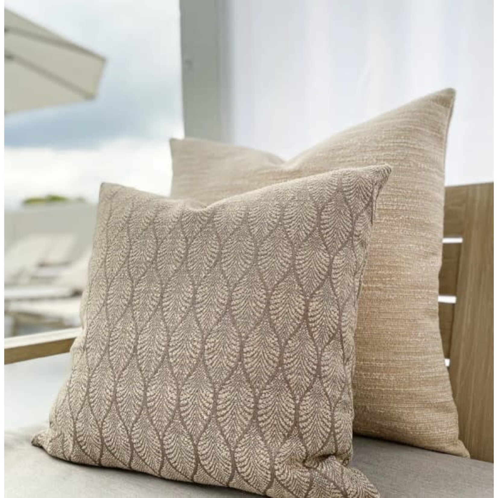 Anaya Summer Flora Mocha Indoor Outdoor Pillow 24"x24"