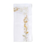 Kim Seybert Brocade Border Linen Napkin White, Grey, Silver