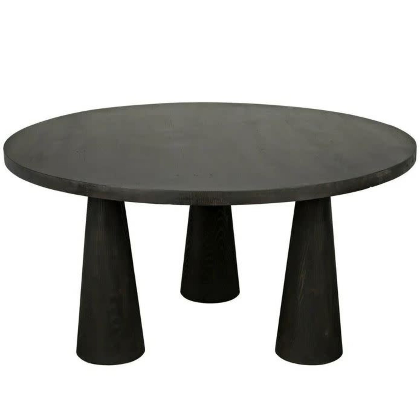 Noir David Round 3 Leg Dining Table Black Wax